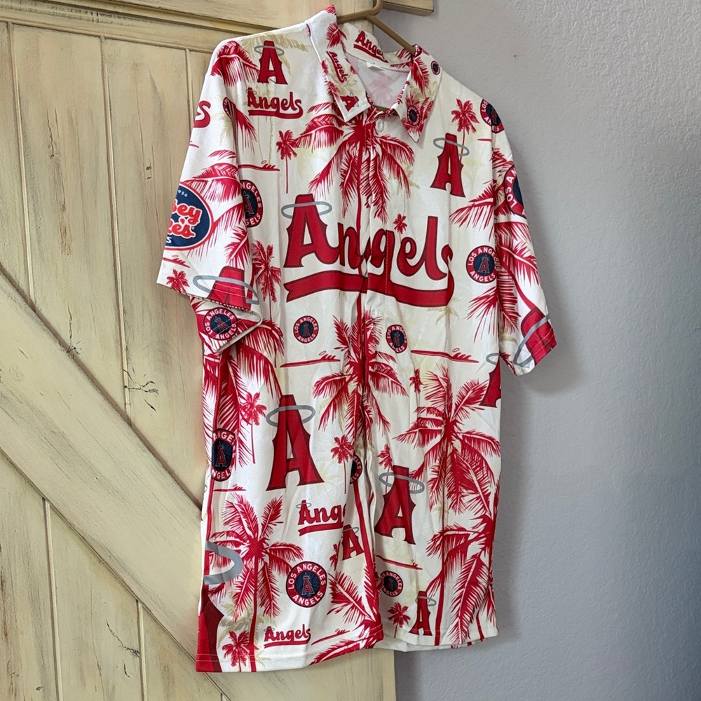 Angels Red and White Tropical Shirt